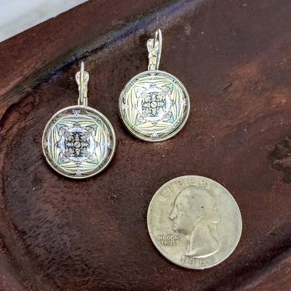 Allergy-Safe Mandala Cross Earrings - Picture 2 of 5